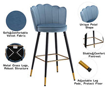 CIMOO CIMOTA Sgabello da bar in velluto moderno cucina sgabelli con schienale 30 78,7 cm Tufted Bar Altezza Sedia da pranzo per Home Bar, Haze Blue, 1PC