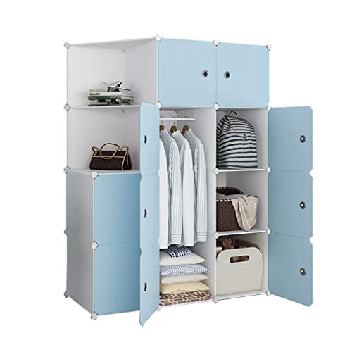 Locker 7-Gitter Armadio Armadio D'attaccatura Dell'organizzatore di Plastica 10-Porta Angolo Scaffali Abbigliamento Home Camera Blu 111X47X147CM MUMUJIN