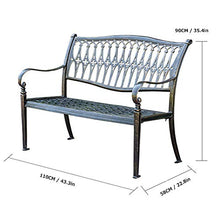 Banco di Svago All'aperto Panchina Terrazzo, Panca da Giardino Alluminio Pressofuso Resistente alle Intemperie Lunga Durata, Panca Cortile retrò 2 Posti, Panche Riposo Decorative sotto Portico Prato