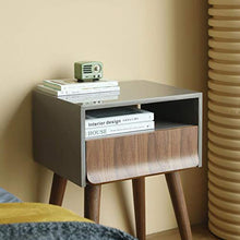 Jcnfa-Tavoli Comune Grigio, ripiano a 2 Strati, con Base in Legno massello con cassetti (Color : Gray, Size : 17.71 * 14.17 * 23.62in)