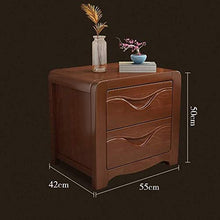 H-CAR Elegante Comodino in Legno massello, Comodino, Comodino con Design Moderno a Doppio cassetto