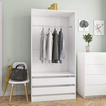Cikonielf Armadio Aperto Camera da Letto con 2 Cassetti 1 Ampio Scomparto con Asta per Appendere i Vestiti 100 x 50 x 200 cm Bianco