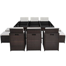 Festnight Set da Pranzo da Giardino con Cuscini, Tavolo Sedie da Giardino, Set Mobili da Giardino in Polyrattan Marrone 11 pz