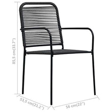 Qnotici 7 Parti Set da Pranzo da Giardino Gruppo di sedute Mobili da Giardino Tavolo da Giardino Set da Giardino Mobili da Balcone Corda di Cotone e Acciaio Nero - Tavolo 190 x 90 x 74 cm