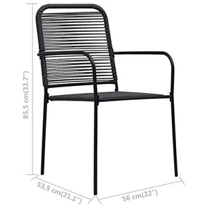 Qnotici 7 Parti Set da Pranzo da Giardino Gruppo di sedute Mobili da Giardino Tavolo da Giardino Set da Giardino Mobili da Balcone Corda di Cotone e Acciaio Nero - Tavolo 190 x 90 x 74 cm