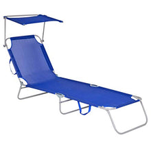 Mediawave Store - Lettino in Textilene con Schienale Regolabile Tubo di Diametro 18mm e Tettuccio Parasole, Lettino Richiudibile e Trasportabile, per Mare, Piscina, Arredo Giardino (Blu)