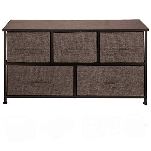 VEVOR Pratica Cassettiera, Design a Cinque Cassetti, Scatole Portaoggetti, in Tessuto, per Camera da Letto, per Spazi Limitati, Colore di caffè, Ampio Spazio di Archiviazione, Facile da Installare