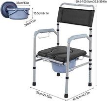 zvcv Utile Comodino Pieghevole Sedia da Toilette Sedia da Bagno Niture Anziani con braccioli e Sedile Imbottito, tavolino Regolabile in Altezza
