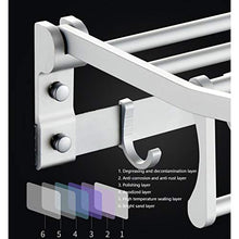 Portasciugamani Alluminio di alta qualità Towel Rack pieghevole Titolare del tovagliolo montato stoccaggio Scaffale con 5 ganci mobili della stanza da bagno stand Porta Salviette ( Dimensione : 60cm )