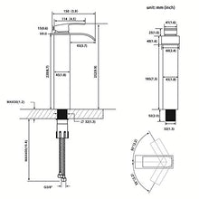 CECIPA Rubinetto Bagno Lavabo Alto con Maniglia Singola, Miscelatore Rubinetto Bagno Cascata con Acqua Calda e Fredda, Installato Accanto al Bacino, non in Alto, 252 * 45 * 45 mm Nero