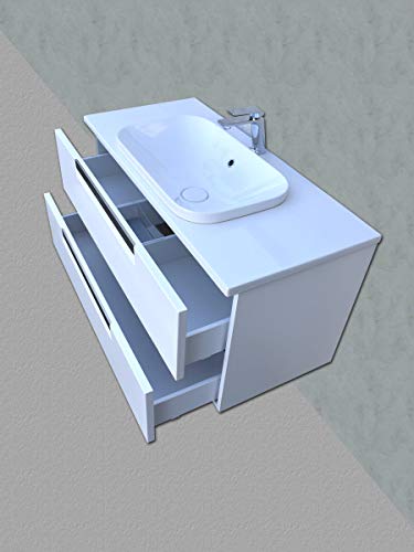 Yellow shop - Mobile Bagno sospeso Althea Seven 80 Legno con lavabo Specchio LED Varie Colorazioni (Bianco (Mobile + Lavabo))