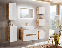 BIM Furniture Aruba 830 - Armadio da appendere sopra per bagno Craft Oak bianco lucido