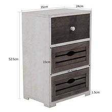 Rebecca Mobili Comodino 3 cassetti, cassettiera piccola, legno Paulownia, bianco grigio, design shabby vintage, camera bagno - Misure: 52,5 x 35 x 24 cm (HxLxP) - Art. RE4601