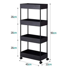 LYM &ripiano di stoccaggio Cucina Scaffale, Multi-Funzione Domestica Storage Rack da Terra Carrello con Ruote scaffalatura a 4 Strati Scaffale di Finitura