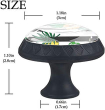 Banda bianca nera floreale tropicale foglia Pomelli per Porta Set di 4 Pomelli per Mobili Manopole per Cassetti Cucina Armadio Vetro