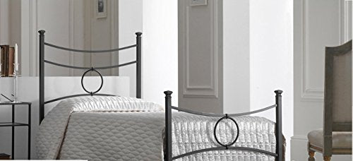 Bed Store Letto Singolo in Ferro BATTUTO Modello Conca Colore Nero Grafite
