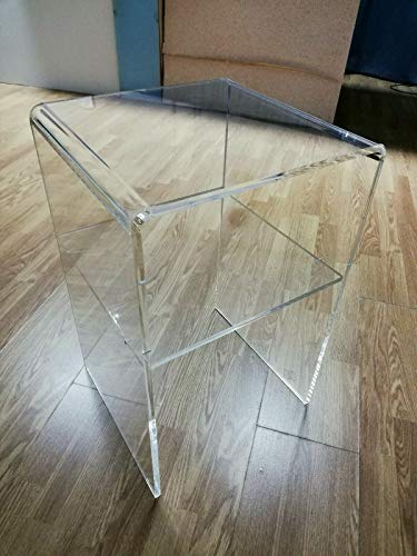 Astroplastic Tavolino Comodino Sgabello Soggiorno Salotto in plexiglass PMMA Trasparente con mensola cm (Misure: cm H40 x L30 x P30 - Spessore 8mm)