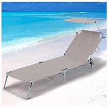Pratiko Life Lettino Mare Alluminio c Parasole Ecru Melange brandina Campeggio in Tessuto textilene, 190X58X27 CM