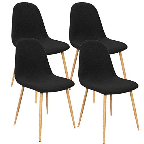 Deuba Sedie Sala da Pranzo 4 pz Tessuto sedie da Cucina Soggiorno Salotto Gambe Metallo Sedia Salone Nero