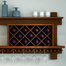 Jiji Portabottiglie per Vino Parete Wine Rack Organizer, Bottle Holder Glass Bar Accessori Scaffalature for 11 Bottiglie di Vino di immagazzinaggio mensola di Esposizione Scaffale per Vino
