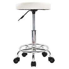 KKTONER Sgabello rotondo in pelle PU con poggiapiedi Regolazione dell'altezza della parte girevole Spa Salone di disegno Tattoo Workshop Massaggi Sgabelli Sedia operativa Bianco
