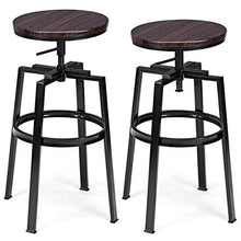 COSTWAY Set di 2 Sgabelli Rotondi Set di Sedie da Bar Vintage Antico, Regolabile in Altezza 35 x 35 x (67-75) cm