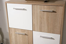 Inter Link Cassettiera Alta in Truciolare, Decoro Sonoma Rovere, Bianco con 6 Ante