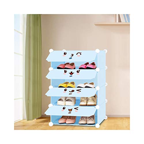 XWZH Cabinet Scarpe da Polvere Cappello da Scarpe Fai-da-Te Mobile modulare Armadio di plastica 4 Scaffalatura a Tracolla Cabinet Gabinetto Armadio, Blu