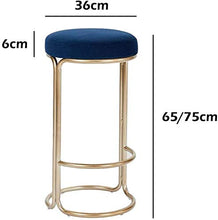 WANGFENG Sgabelli Sgabello da Bar Moderno Sgabello da Cucina Alto con Sedile in Tessuto di Velluto E Poggiapiedi Curvo Sgabello da Bar Imbottito per Ristorante, Bar E Pub, 65 / 75cm