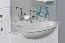 Bagno Italia Mobile Arredo Bagno cm 70+30 con lavabo lavandino semincasso bianco lucido con top in marmo specchio e tettino Mobili 1 l