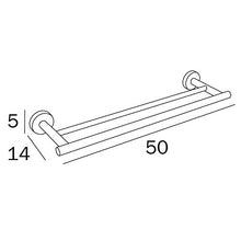 INDA - Accessori Bagno, Serie Styl, Portasalviette Doppio in Acciaio Inox Spazzolato, Dimensioni Porta Asciugamani 50 x 14 x 5 cm