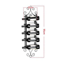 LWW Wine Rack, appeso a parete 5 Bottiglie supporto del ferro in stile Art europea Mostra ripiani nero/rame antico,Nero