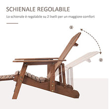 Outsunny Sedia a Sdraio Adirondack da Giardino Pieghevole Regolabile con Poggiapiedi 70 x 175 x 98cm
