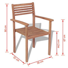 Festnight Set Sedie schienale con braccioli da Giardino Impilabili in Legno di Teak