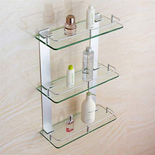 Ghelf Scaffale per stoccaggio Spazio in Alluminio Triplo ripiano in Vetro a Parete in Alluminio e Vetro Bagno Organizer Shelf Bathroom Square Doccia Doccia Organizzatore Rack Anodizing Bagno Scaffali
