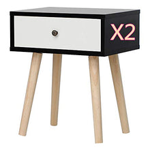 Comodini Camera con Cassetti,Set 2 Moderni Tavolini Laterale, tavolino per Divano, Organizer per Camera da Letto, Conservazione per Soggiorno (Nero e Bianco, 40 x 30 x 50 CM)
