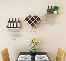 LDM Portabottiglie in Legno per Vino da Parete Portabottiglie in Vetro Champagne 4 Ripiani galleggianti Accessori per Bar Scaffalature (Naturale, Effetto Legno)