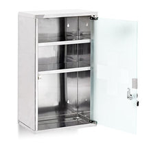 Relaxdays Armadietto Pronto Soccorso, Cassetta Medica, 3 Scomparti, Kit Medicinali, da Muro, 50,5x30x18 cm, Argentato, Argento, 1 pz