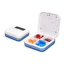 Tiny Box Box Pill Reminder Alarm, 4 Alarm Pill Box Allarming Pill Dispenser Organizer Am PM Pill Box, 4 volte al giorno con sveglia digitale Promemoria Pocket Pulch Case Pillola Automatica DDispenser