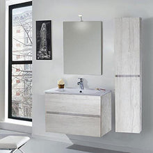 mazzoni Mobile da Bagno Sospeso 80cm Colonna P18cm Maiorca Light Bianco Frassinato