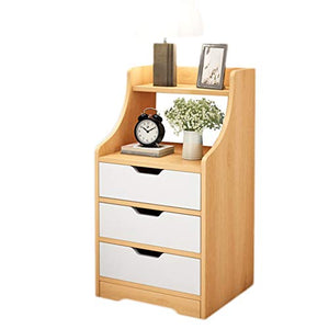 Comodini Decorazione Stabile Domestica di Montaggio di Legno Solido Tre cassetti Selvaggio Locker Arrotondato Solid Edge Camera 37X30X71cm Piedi Soggiorno Corridoio MUMUJIN (Color : Pine Color)