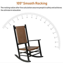 Sedie a Dondolo da Giardino Nero Terrazza Portico Sedia A Dondolo Oversize, Giardino Rocker Sedia A Sdraio Per Adulti, Con Braccioli Allargabili (68 Cm) E Schienale In Rattan, Caricare 170 Kg Interno
