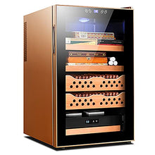 Humidor Acciaio Inox, Umidificatore per Sigari con 2 Ripiani Ed 2 Cassetto in Cedro, Igrometro Ed Luce LED, Termoelettrico, Porta in Vetro, 70 L, Nero