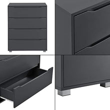 [en.casa] Comò con 4 Cassetti e Piedini Casettiera Capiente 101,5 x 80 x 48 cm Mobile Multiuso per Camera/Ufficio - Grigio Scuro