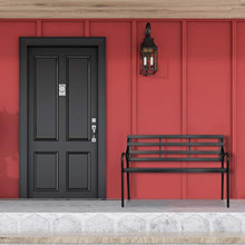 Relaxdays Panca da Giardino Rustica, Seduta a 2 Posti, Arredamento da Esterno, Acciaio & WPC, HPL 83 x 122 x 59 cm, Nero, Acciaio, plastica