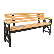 GaoF Panchina da terrazza per Cortile panchina da Giardino per Esterni, Panca da Veranda in Legno massello anticorrosivo con braccioli e Schienale, Sedia da Giardino per Esterni con Decorazione da