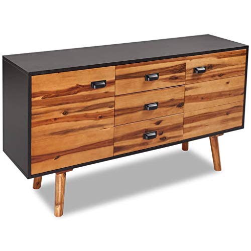 vidaXL Credenza Credenze Mobile con 3 Cassetti in Legno di Acacia 115x35x70 cm