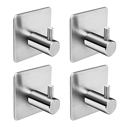 Ganci Adesivi Ganci Portasciugamani in Acciaio Inox Gancio Appendiabiti Autoadesivo, Gancio per Cucina e Bagno Set di Ganci Antitraccia Rimovibili Impermeabili Senza Tracce per Bagno Cucina Porta