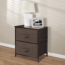 mDesign Comodino in stoffa con due cassetti – Organizer ideale per le camere da letto – Ideale in camera da letto o in molti altri spazi della casa – caffè