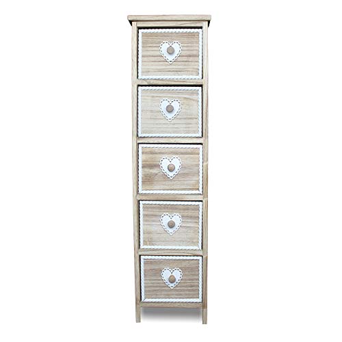 IlGruppone Mobiletto Multiuso per Bagno, Camera da Letto e Ingresso Misura 29x35x101cm con 5 cassetti MOD Julio